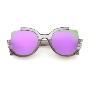 πΆ Semi-Rimless Cat Eye Purple Mirrored Sunglasses